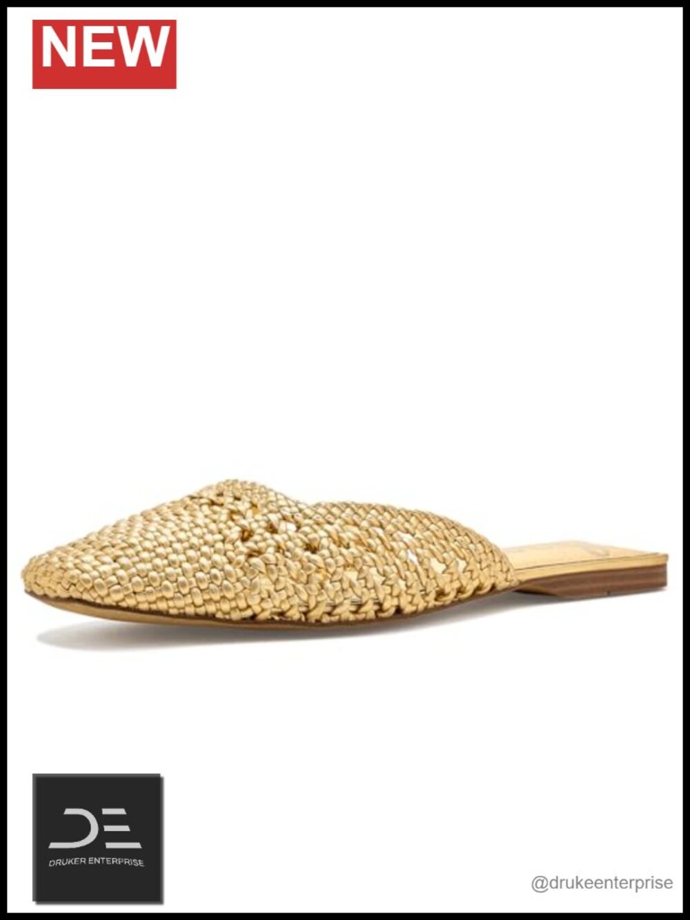Sam Edelman Nola Woven Leather Mule Slides Square Toe Flat Slip-On